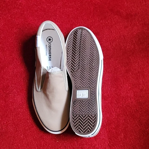 Brand New Converse Khaki Slip On Sneakers NWOT - Picture 2 of 7